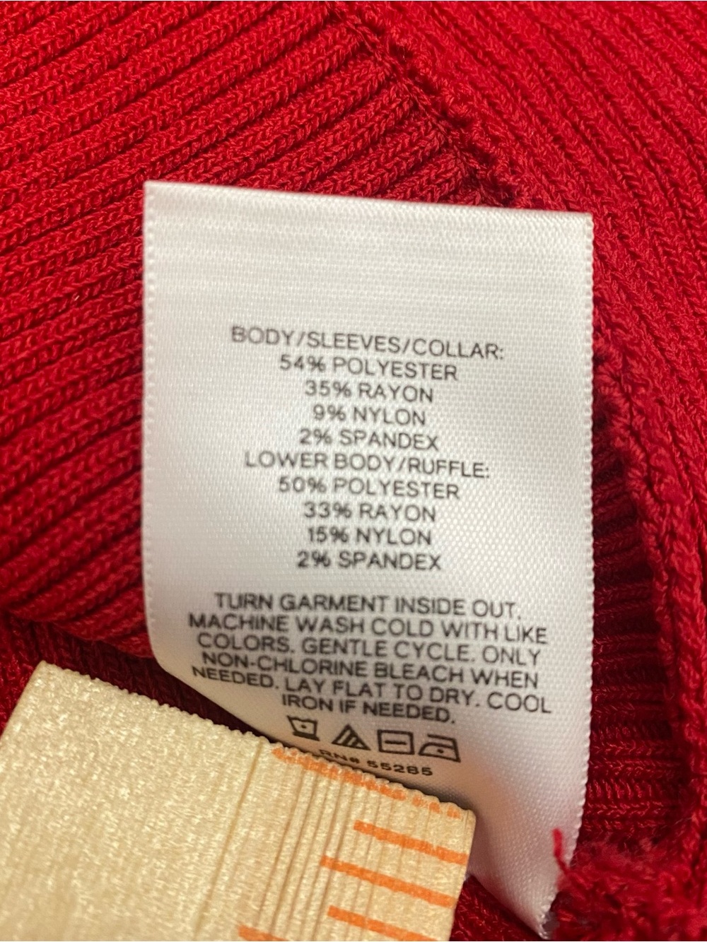 Express Red Ribbed Knit Statement Ruffle Peplum Long-Sleeve Sweater - Picture 8 of 8